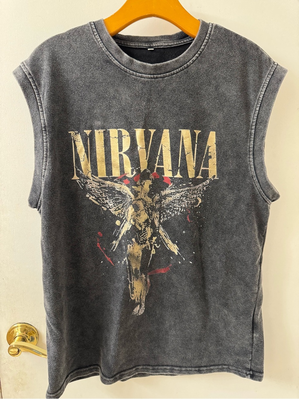 Nirvana Men’s Sleeveless Graphic Tee in Washed Black